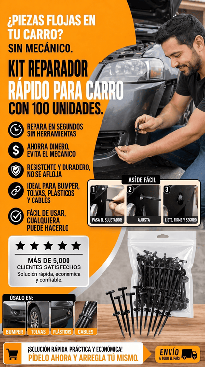Ahorra en Mecánico y Fija Piezas en Segundos – Kit Reparador para Carro