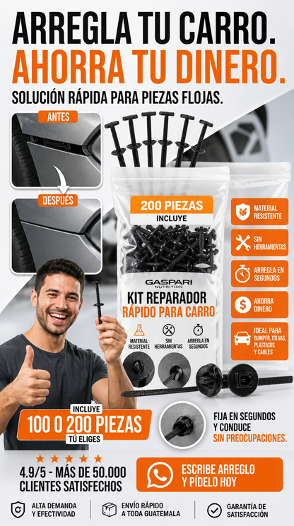 Ahorra en Mecánico y Fija Piezas en Segundos – Kit Reparador para Carro